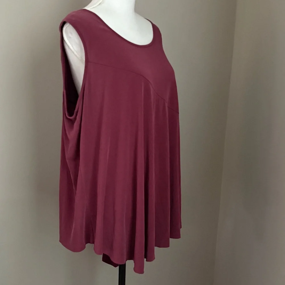 H.I.P. HIP Women's Size 3X Top Tunic Sleeveless Tank Asymmetric Burgundy - Picture 3 of 11